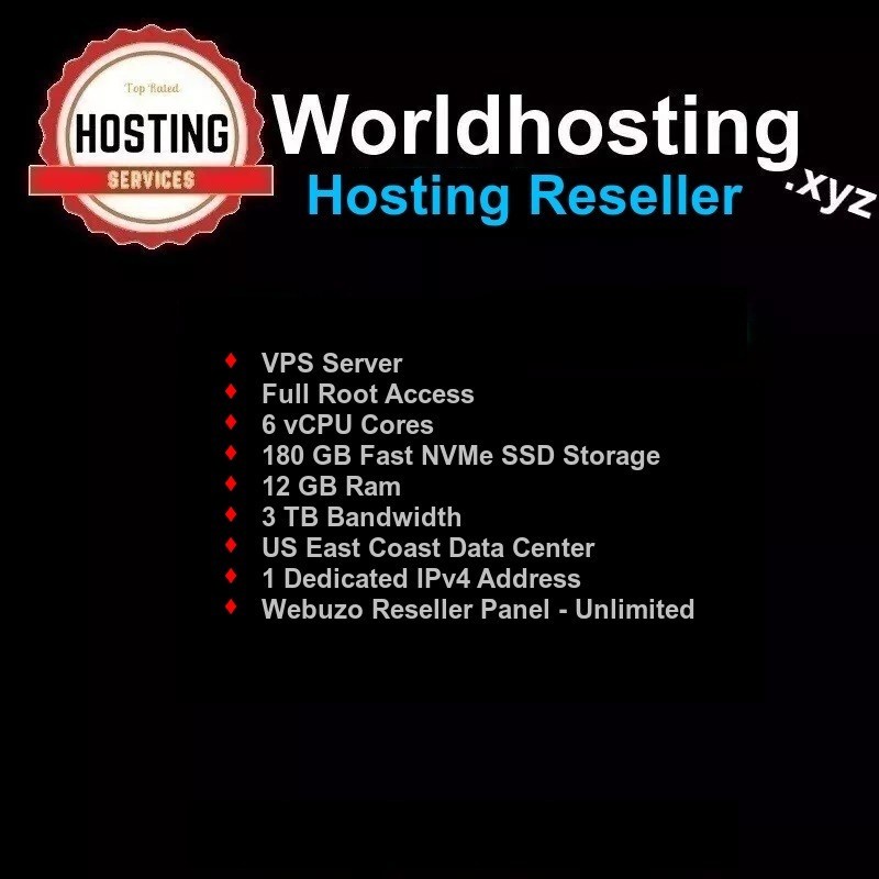 Webuzo Hosting Reseller 12 on a VPS  180GB NVMe SSD 12GB RAM 6 Core ROOT Access
