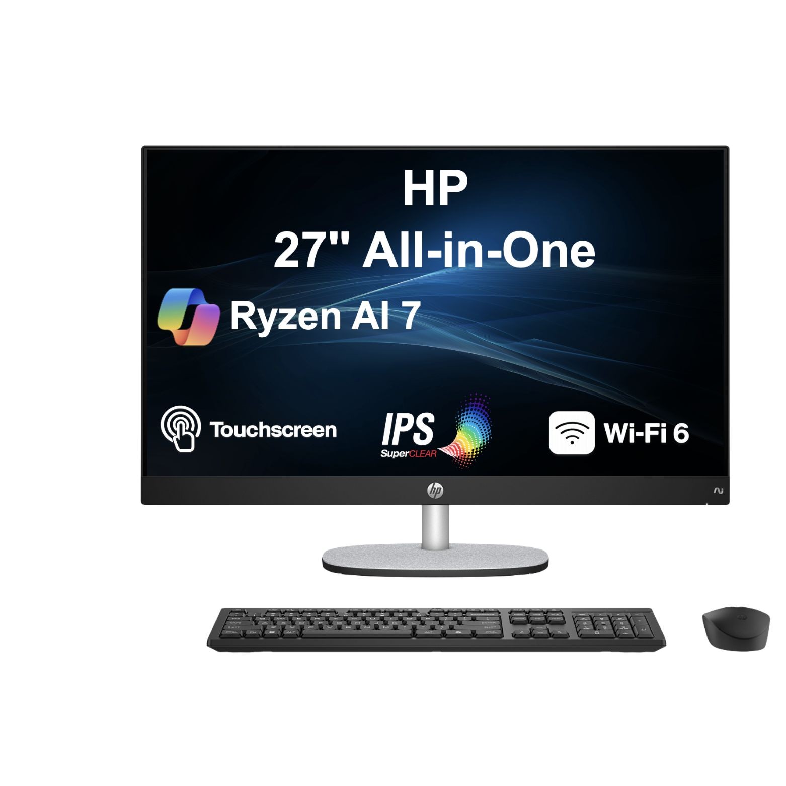 HP 27 AI 27" FHD Touch AMD Ryzen AI 7 350 2.00GHz 32GB 1TB SSD W11H AIO, Black