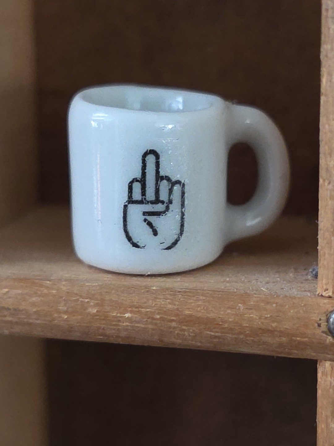 miniature coffee cup 1:12 scale - Ceramic -middle Finger