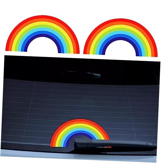 2 Pcs Rainbow Sticker Car Rear Windshield Wiper Sticker Reflective Stickers 