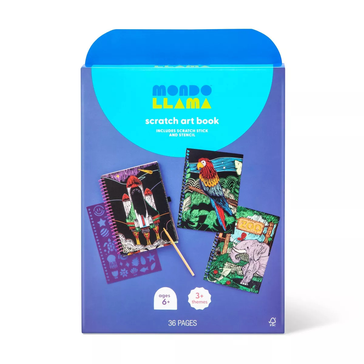 Scratch Art Book Craft Kit -Mondo Llama™: DIY Art Kit for Kids 6+, Includes Wood