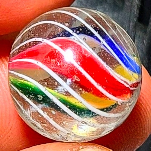 21/32" Early Precision Caged Bold Coloured Triple Divided Core German Marbles MM