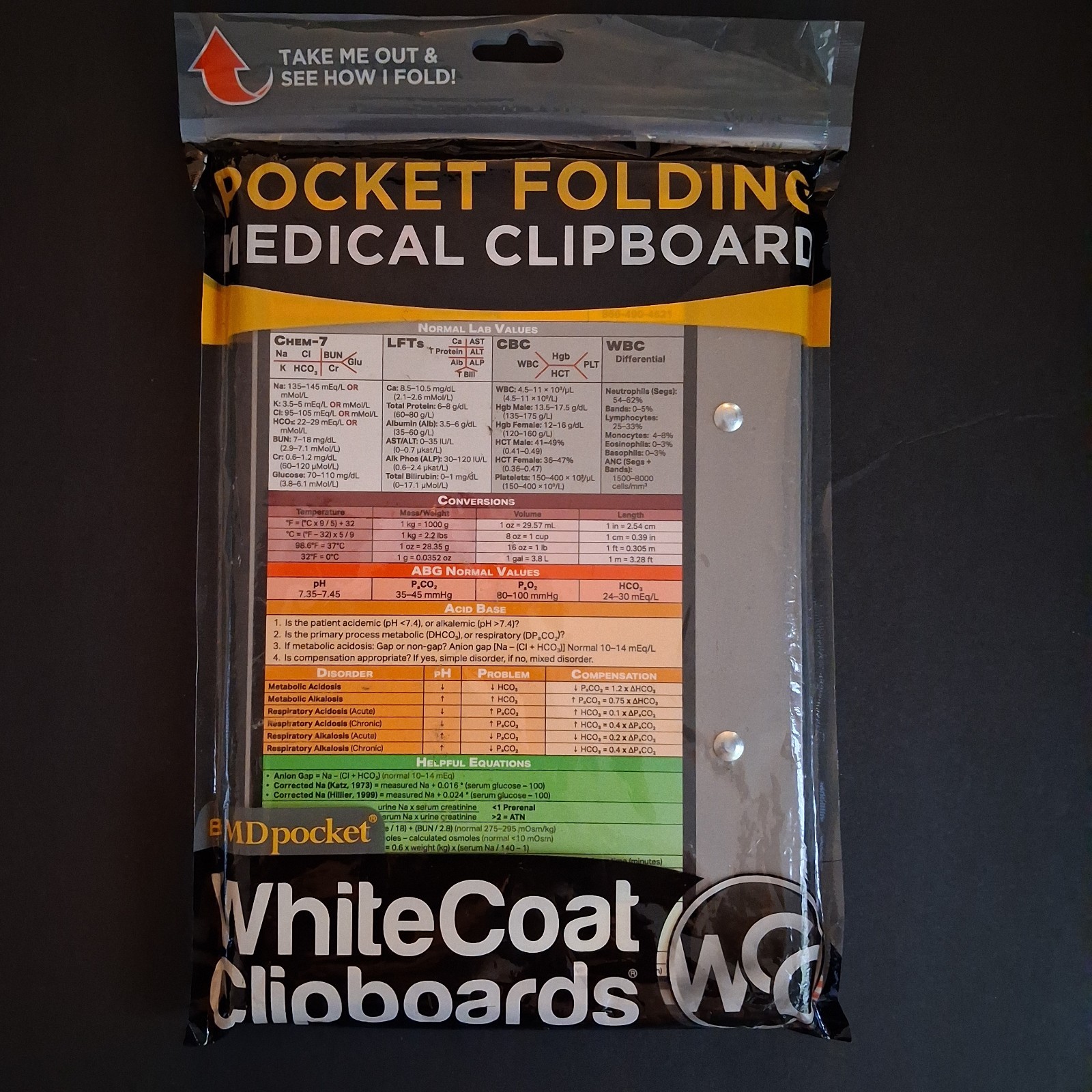 White Coat Clipboards Medical Pocket Folding Clipboard 8.5"×11"-NIP