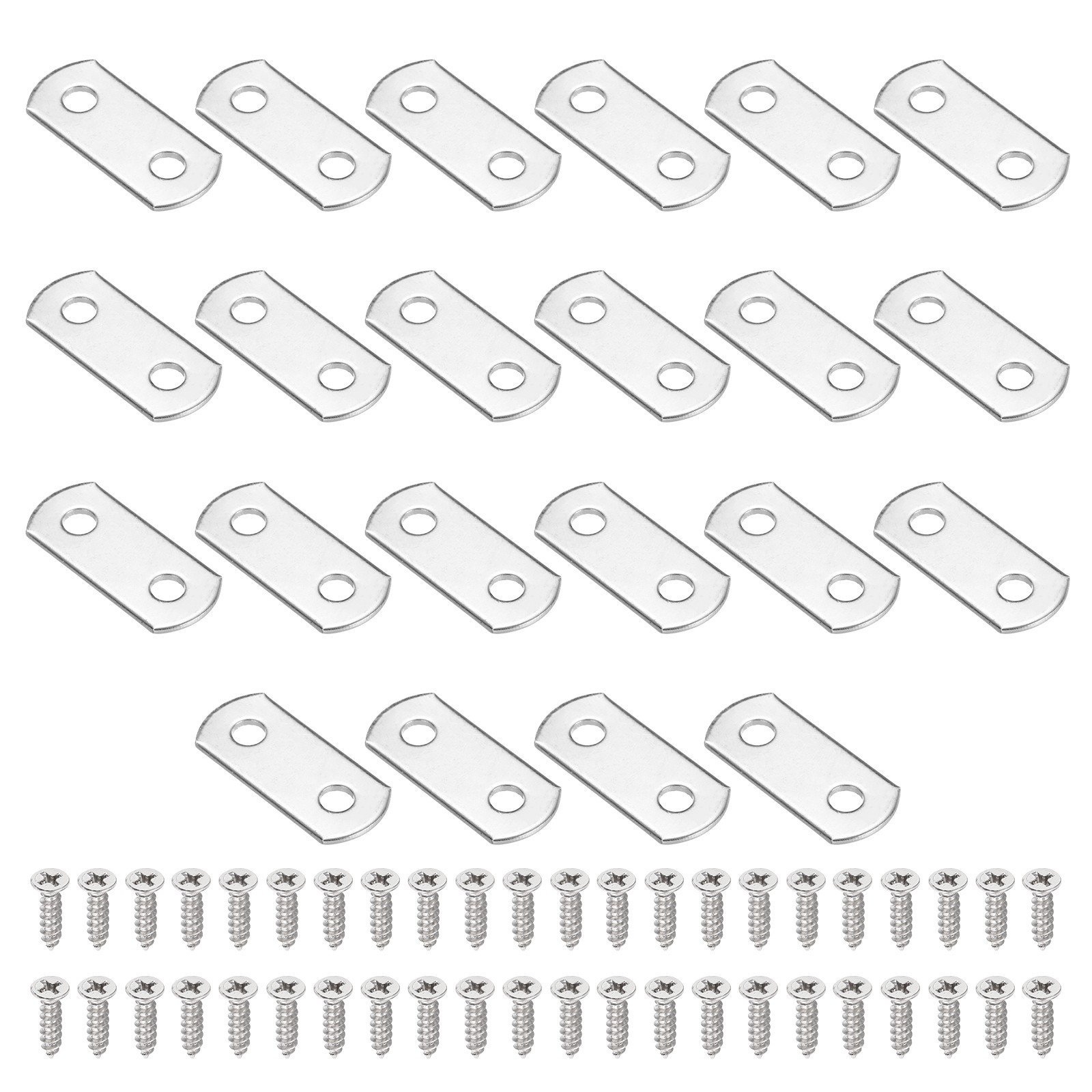 22Pcs 0/0 Flush Canvas Clips with 2 Holes Include 44 Screws, Silver Tone
