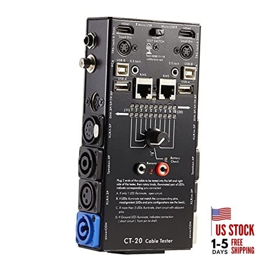  Audio Cable Tester Line Finder Black 15-in-1 Cables Checker 10-Way 15-Plug