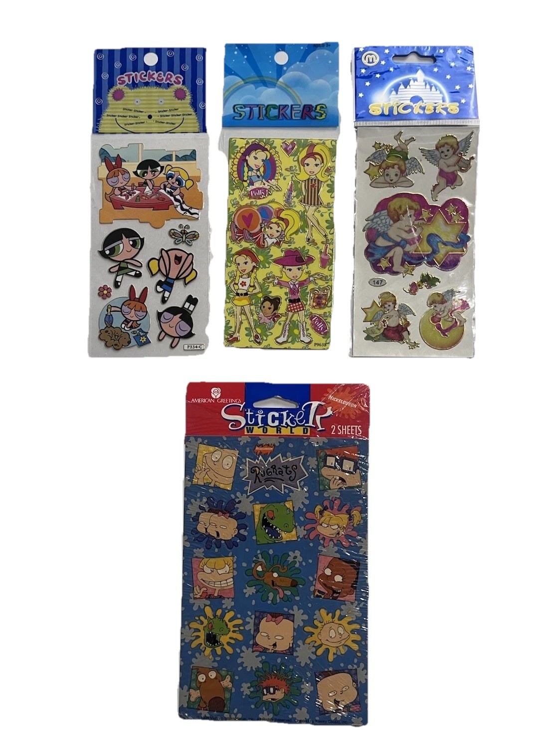 VINTAGE Y2K Sticker Lot - Polly Pocket, Powerpuff, Rugrats 1998, Angel Core