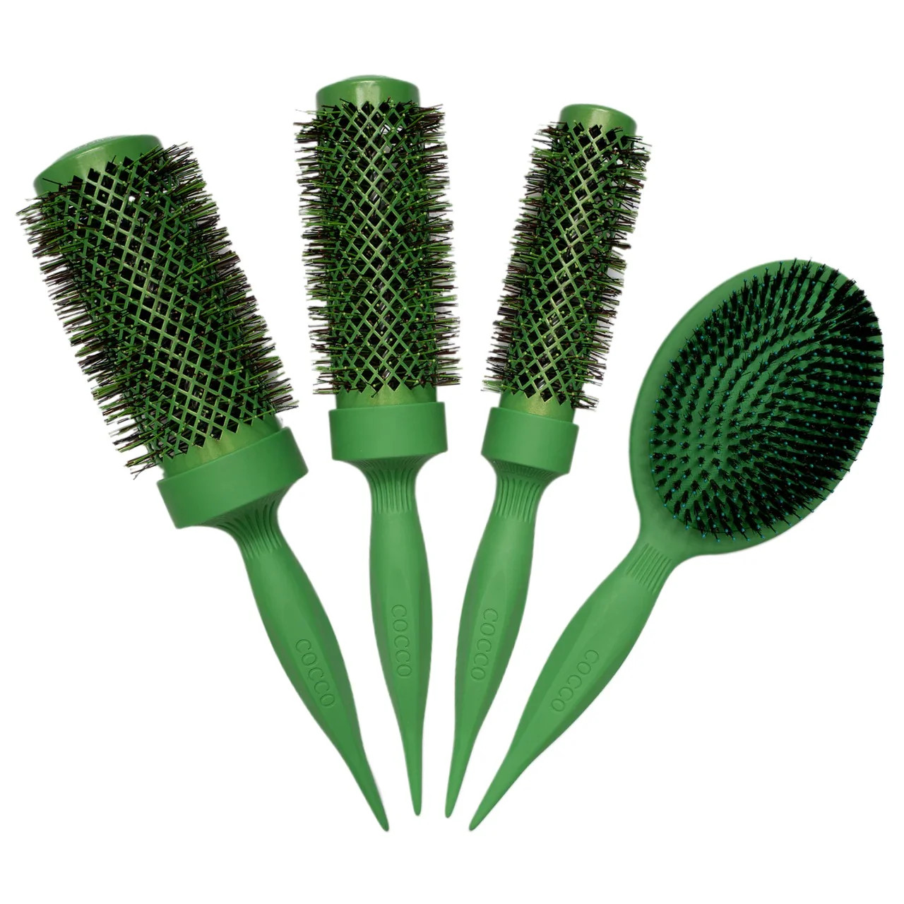 COCCO Aura Brush Set – Green Graphene Ceramic Round & Paddle