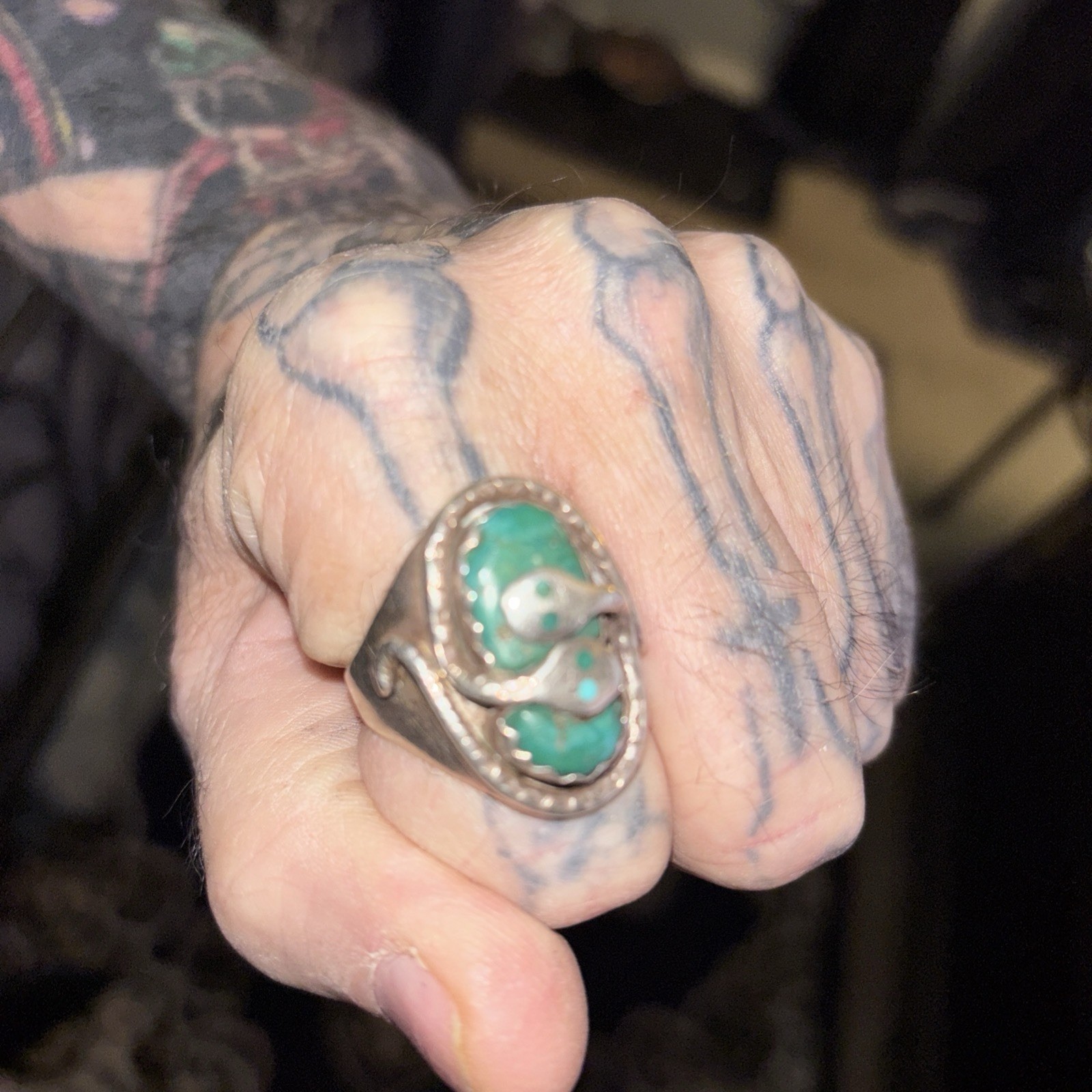 Native American From The Zuni Tribe Sterling Silver Turquoise Ring Size 8