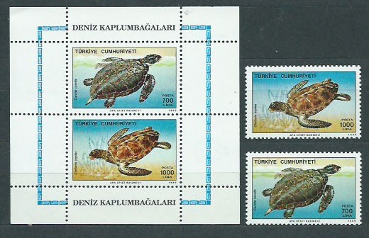 Turkey - Mail 1989 Yvert 2619/20+H,30 ** MNH Fauna