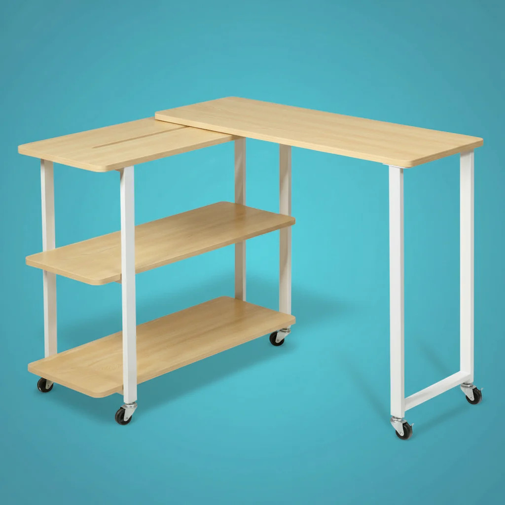 360° Rotating Computer PC Desk – Corner Table with Storage