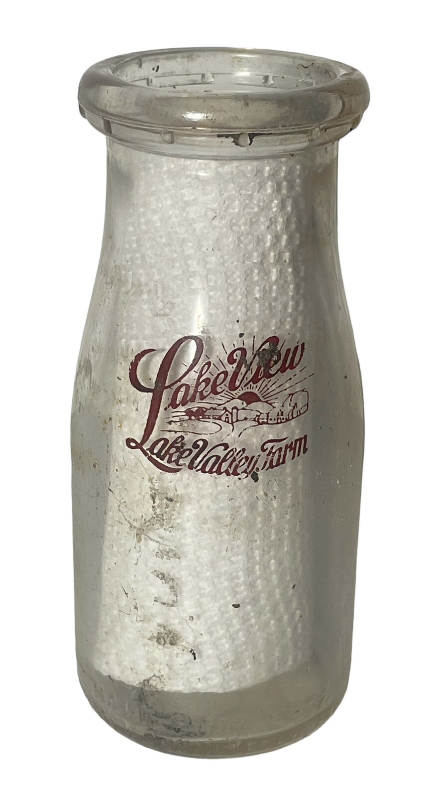 Lake View Lake Vally Farm Milk Bottle 5-1/2" Tall Lake View LVD Half Pint L-52