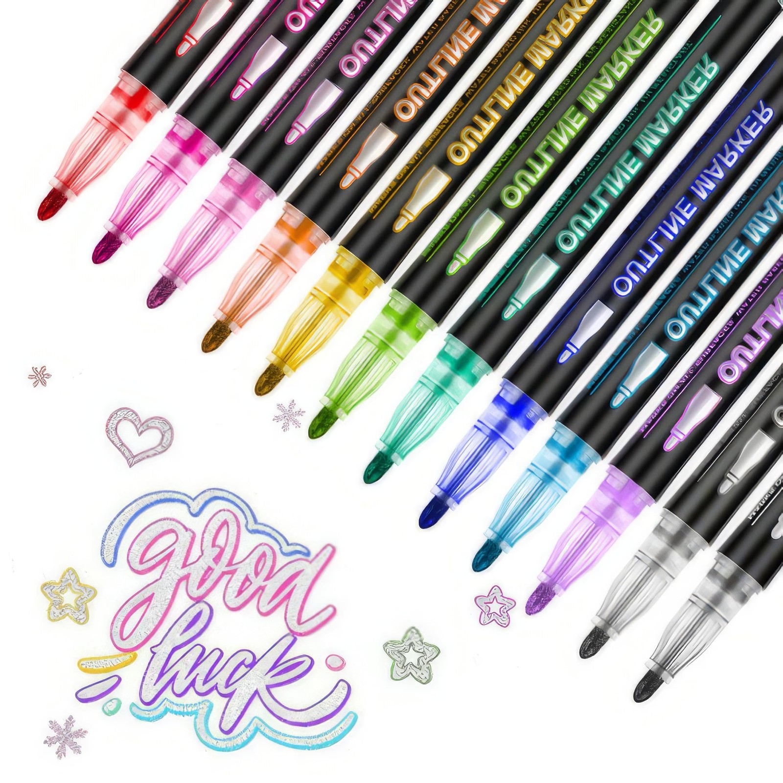 Shimmer Markers 12 Colors Metallic 1 Count (Pack of 12), Silver & Multicolor 