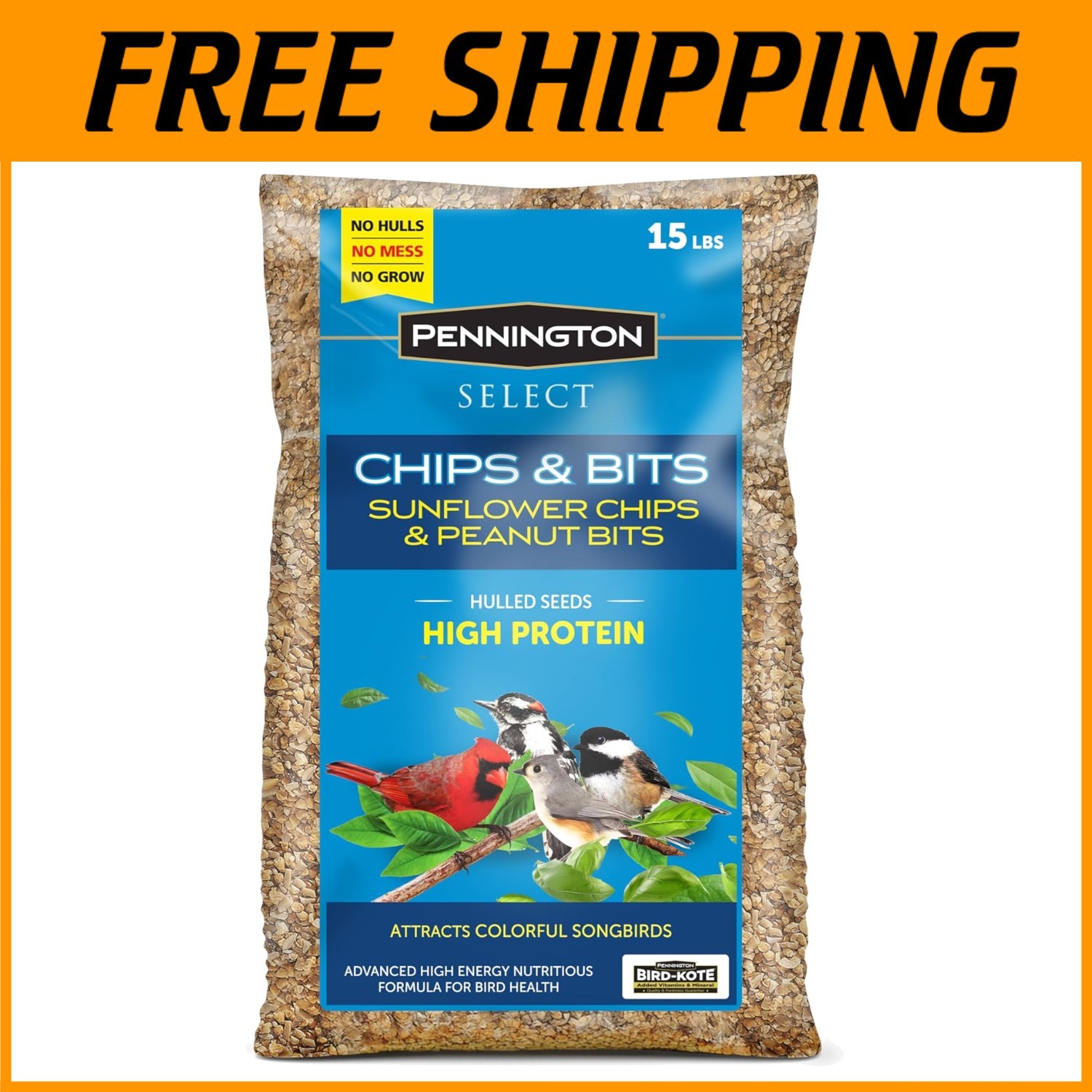 Bird Seed Mix for Songbirds, High-Protein Blend, 15-lb Bag