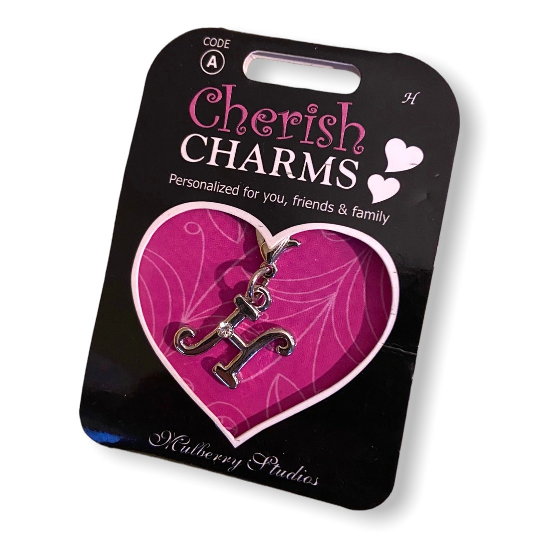 Cherish Charms H Monogram Initial Bracelet Charm NEW NWT Silvertone Silver Tone