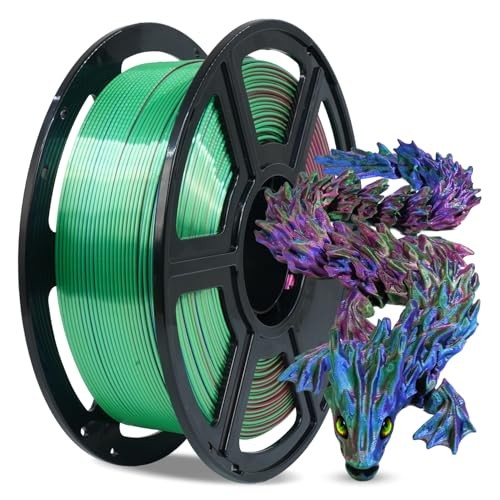  Silk Tri-Color PLA Filament 1.75mm, Silky Triple-color Red & Blue & Green