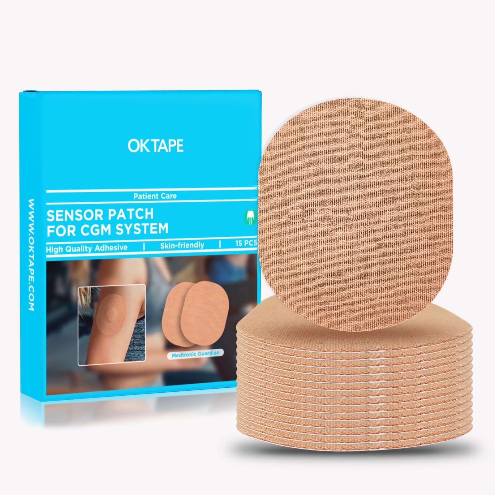 OK TAPE Adhesive Patches for MEDTRONIC Guardian 15 Count (Pack of 1), Beige 