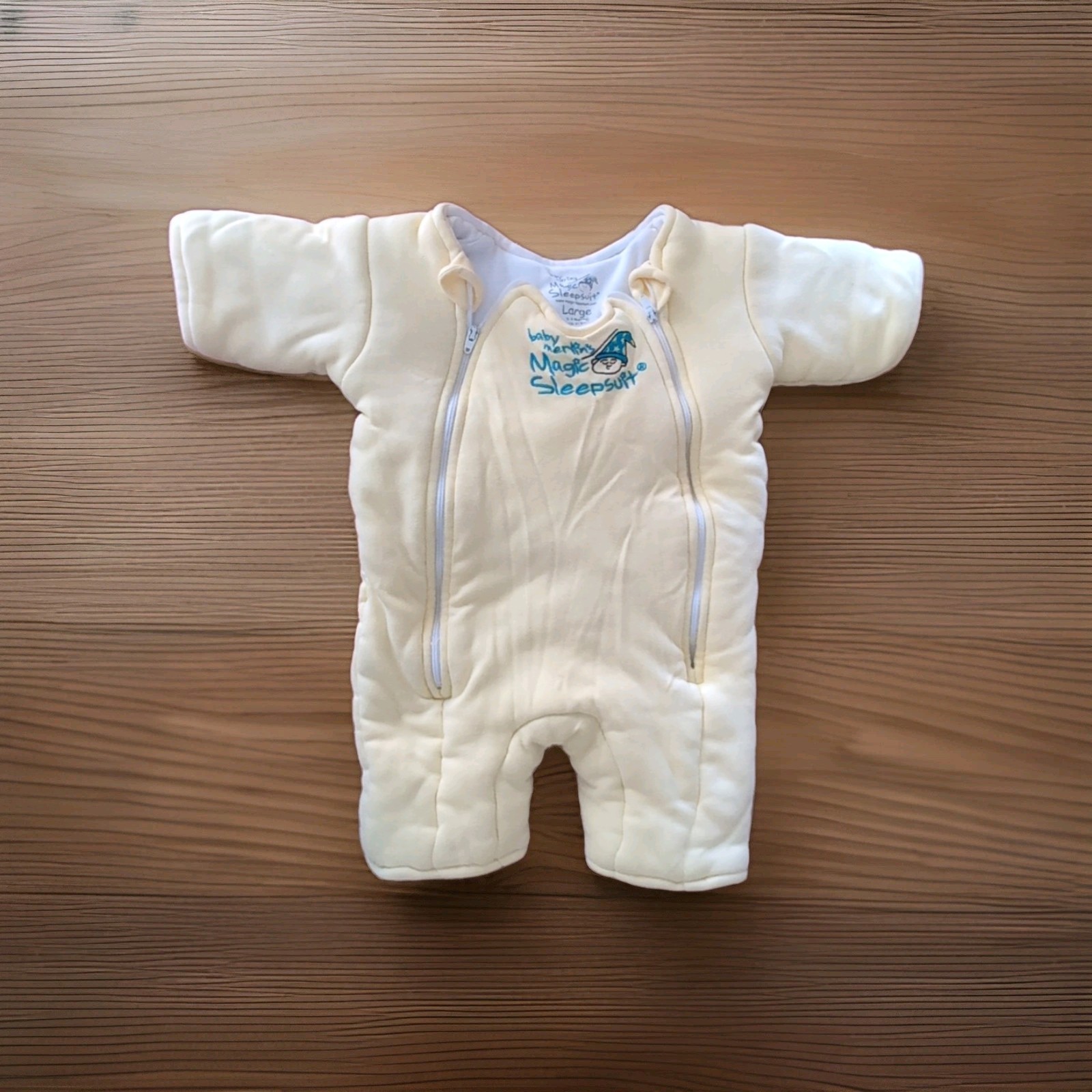 Baby Merlin's Magic Sleepsuit Large 6-9 Months Beige Swaddle Suit Infant Cotton