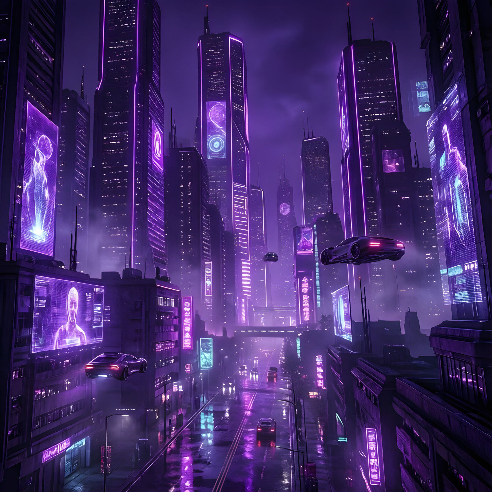 Futuristic Cyberpunk Cityscape - 4K Digital Art Wallpaper - Instant Download