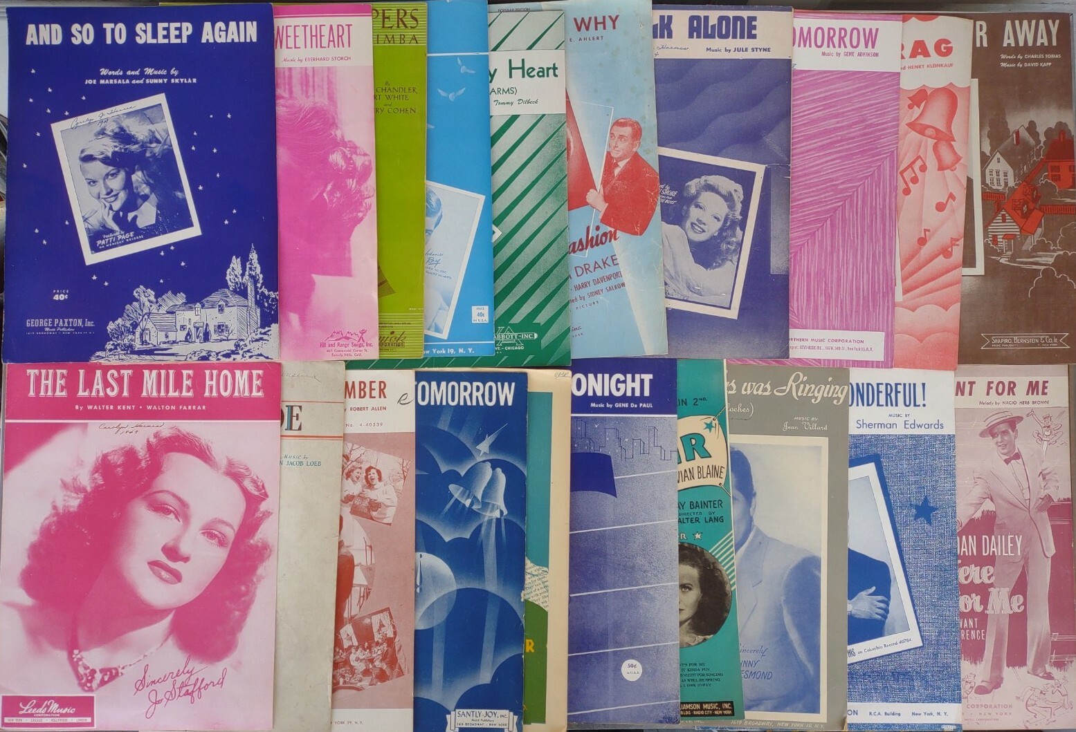 Sheet Music 1940s 1950s Lot of 20 Patti Page Johnnie Ray Dinah Shore Mathis