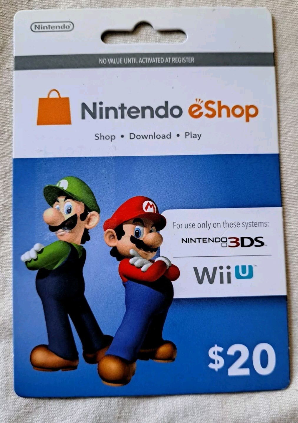 Nintendo US eShop Gift Card Game Card $20 for 2Ds 3Ds Wii WiiU Switch et al.