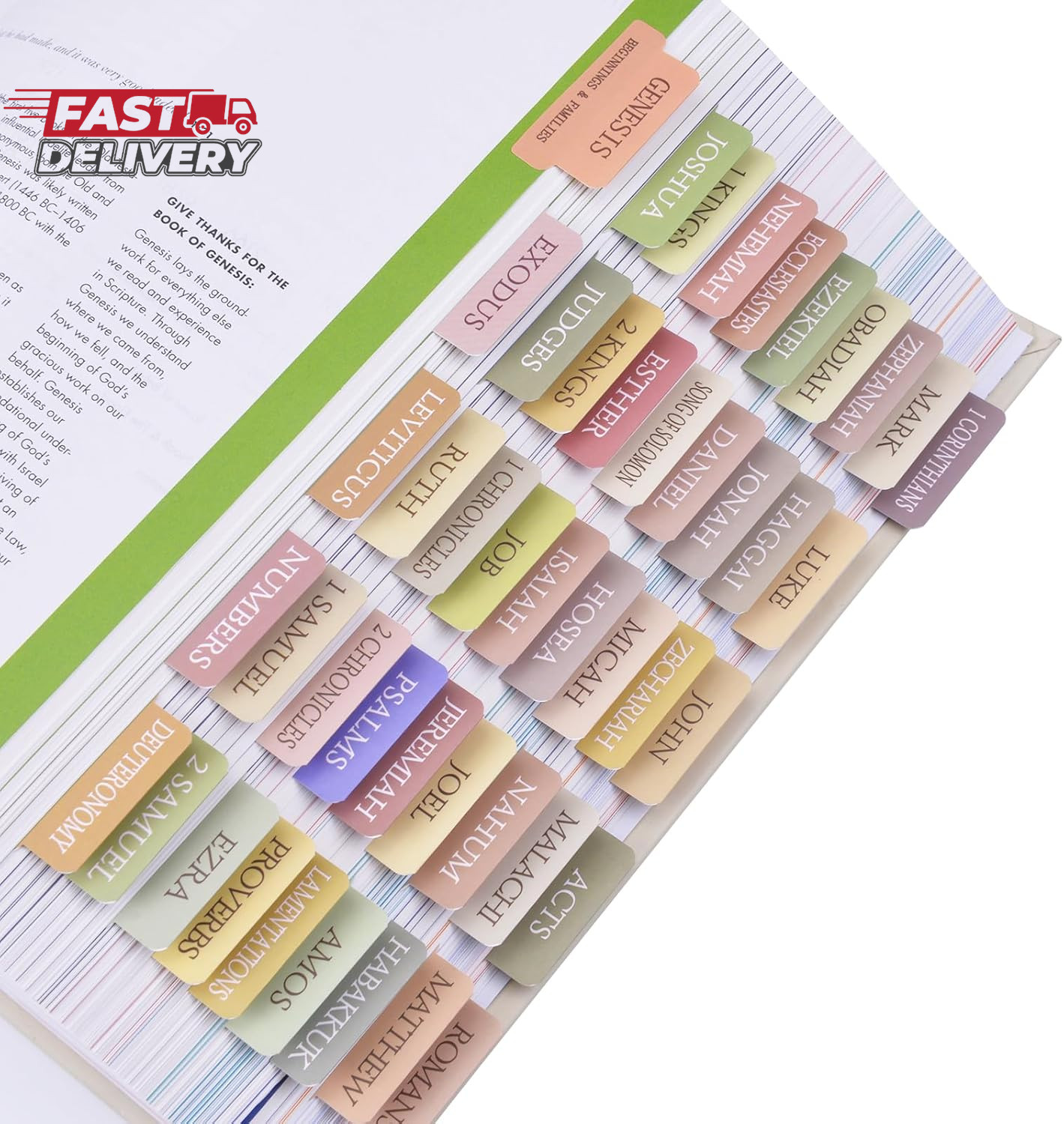 Bible Tabs, 72 Laminated Bible Tabs for Women and Men Study Bible, Easy to Read 
