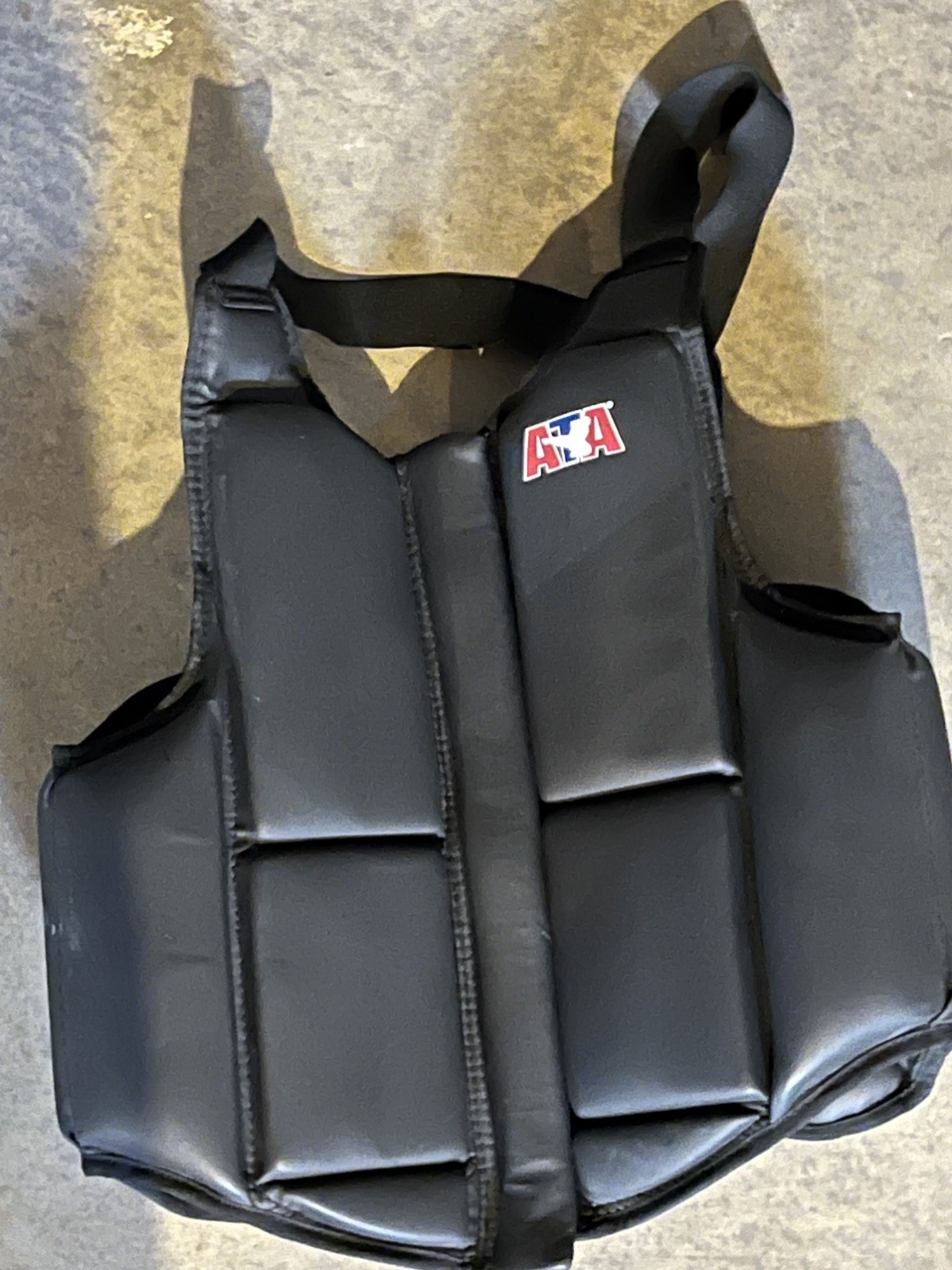 ATA Taekwondo Martial Arts Chest Protector Sparring Vest Child Lg Black Full Zip