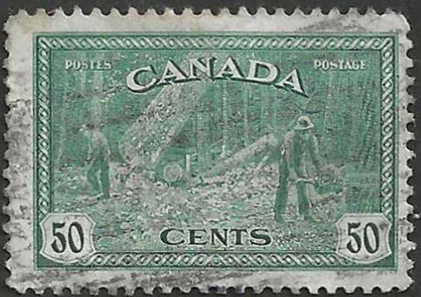 🍁Canada   #272   "LOGGING B.C."    Fine Used  1946 Peace Issue     (B)