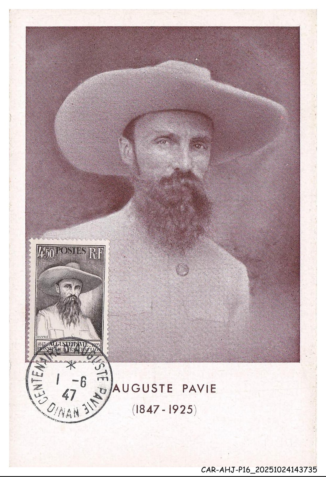 CAR-AHJP16-0759-CARD-MAXIMUM - Auguste Pavie - 1947