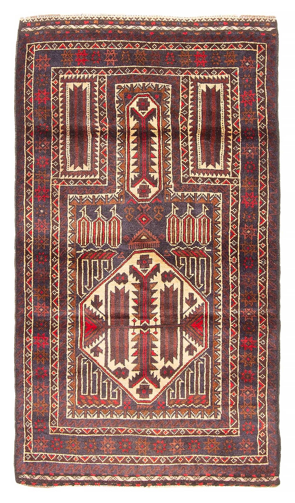 Vintage Hand-Knotted Carpet 2'10" x 5'2" Traditional Oriental Wool Area Rug