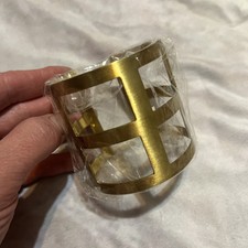 NEW Brass Cage Cuff Bracelet 8” Geometric Square Brutalist Egyptian Style Tribal