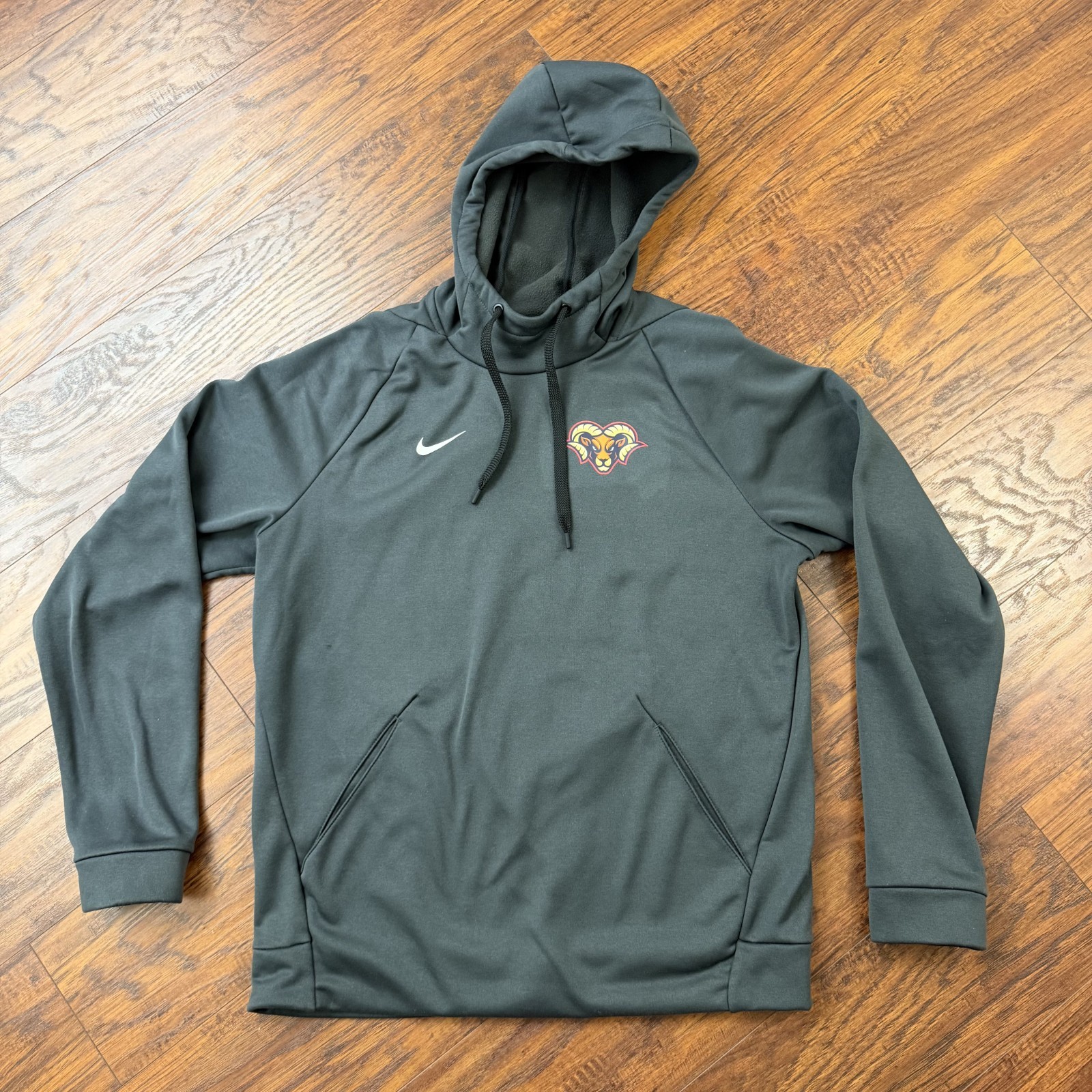 Nike Hoodie Mens M Gray Dri-Fit Sweatshirt Pullover Breathable Horns Tuff Rams