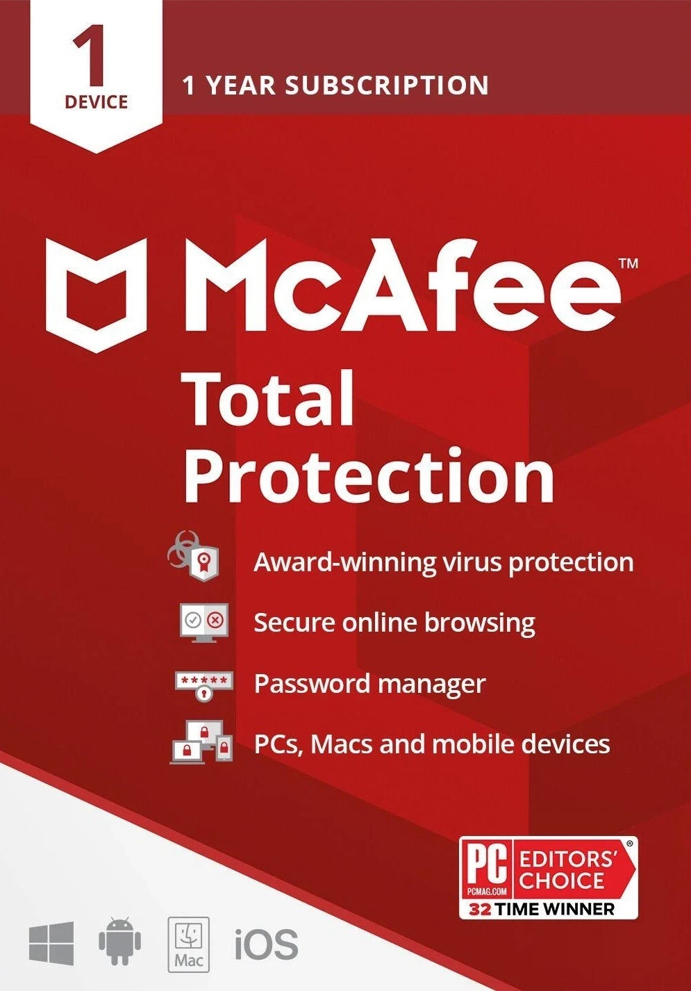 McAfee Total Protection 2026 1 Device 1 Year Antivirus Security