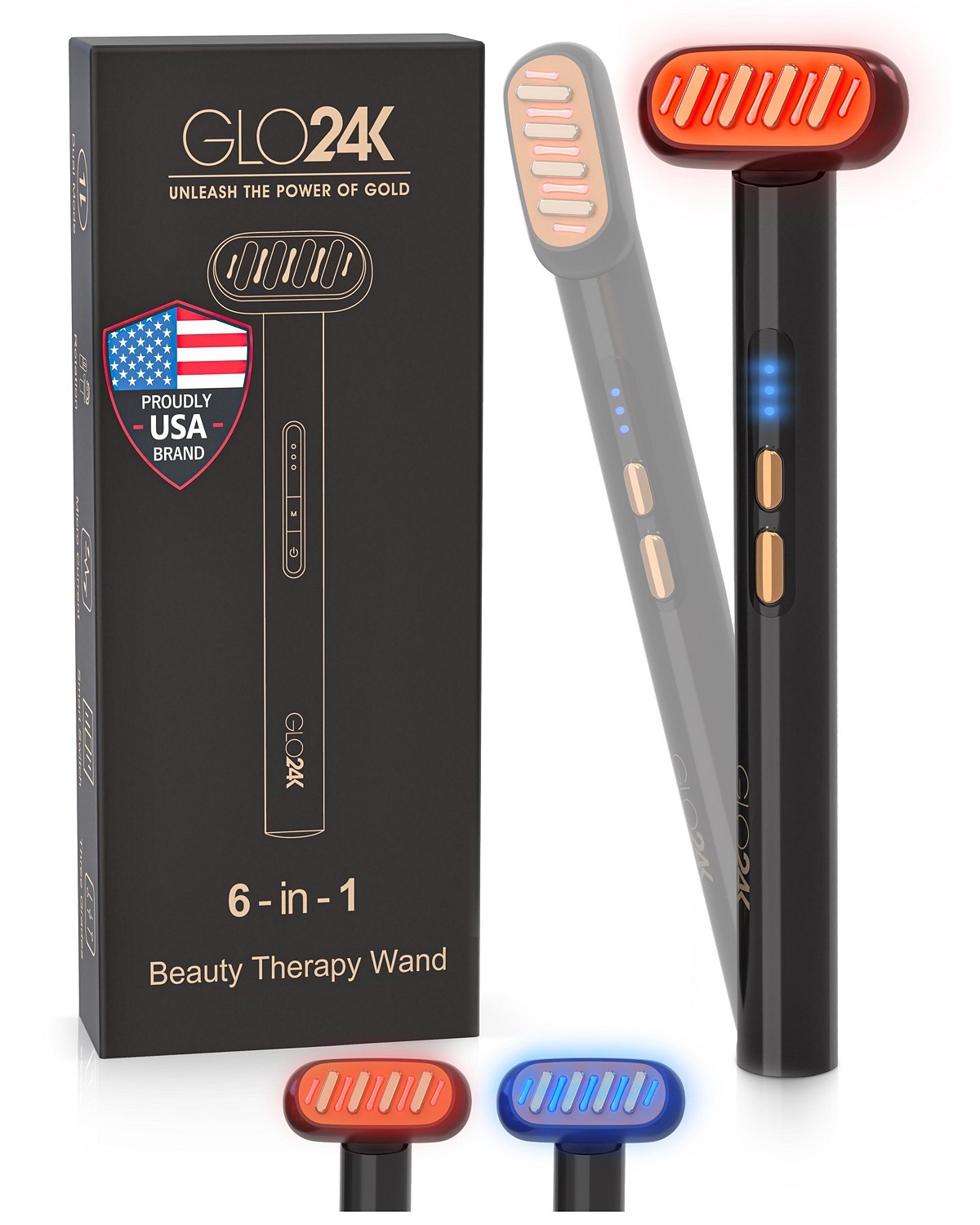 [Black] GLO24K-6-in-1 Beauty Therapy Wand 1pc|21291