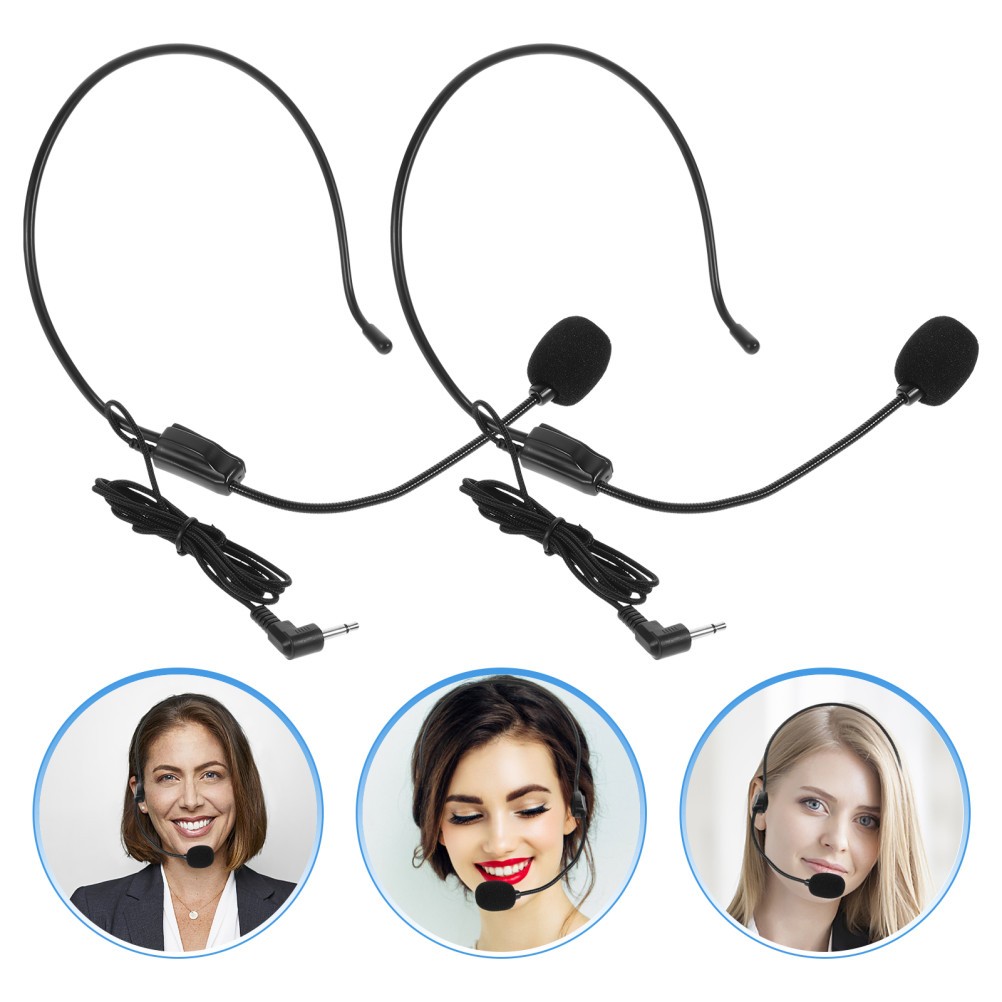  2pcs Vocal Headset Microphone Condenser Mic for Voice Amplifier Speaker Mic