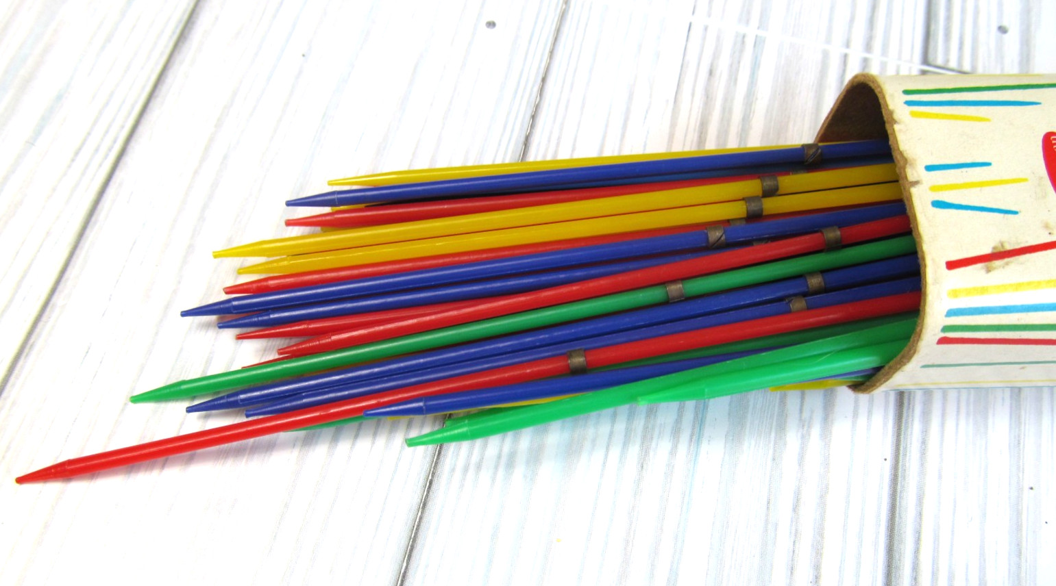 Vtg 1960's Whitman Pix Pix Pick Up Sticks Game Rare Metal Center Band Plastic F