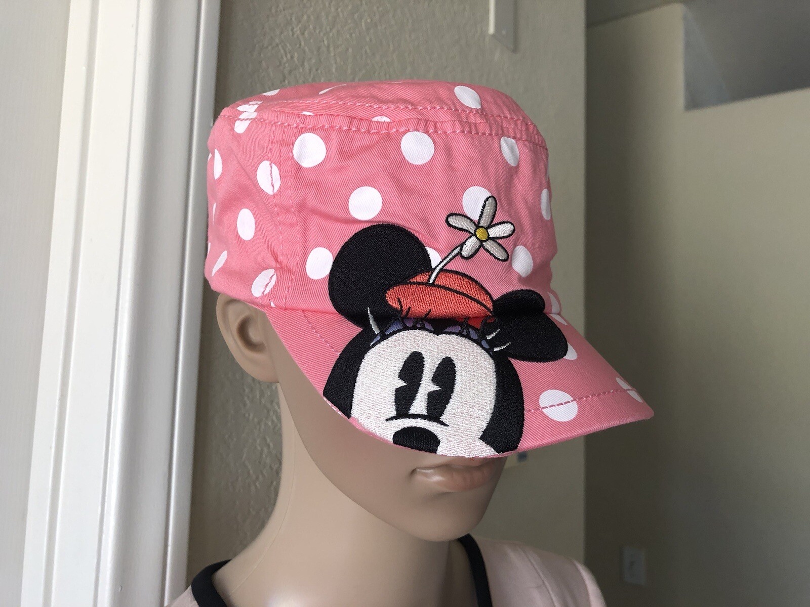 Disney Parks Minnie Mouse Pink White Polka Dot Youth Hat Adjustable NEW