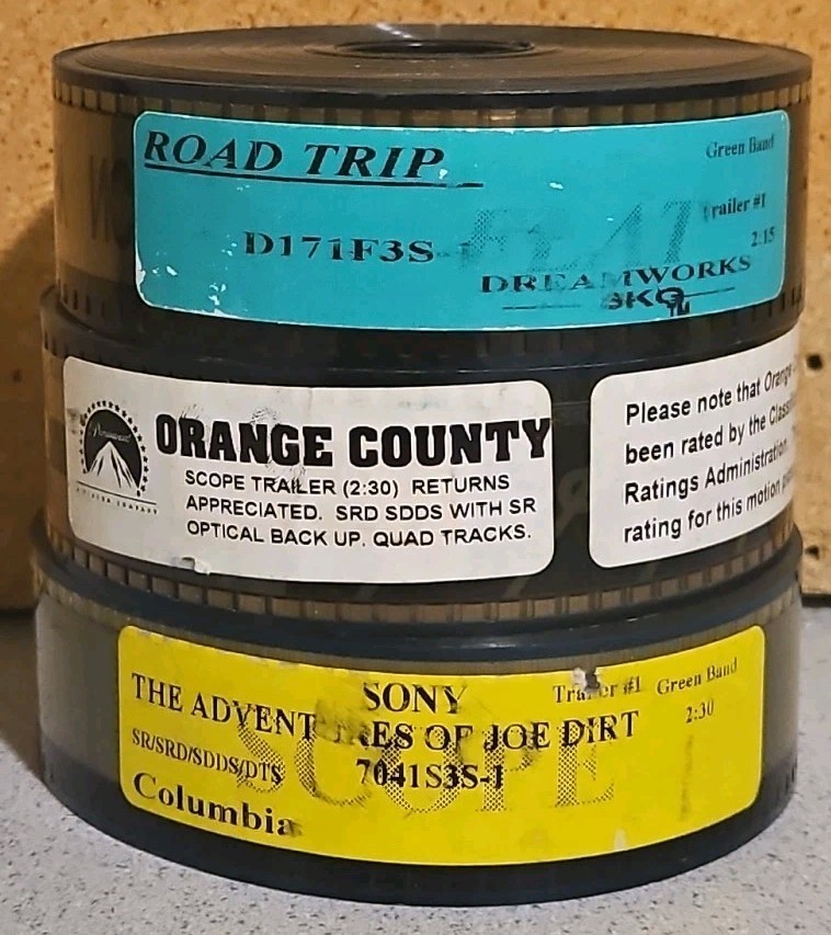 35mm Movie Film Trailer Lot Of 3 Road Trip Orange County Adventures Joe Dirt New