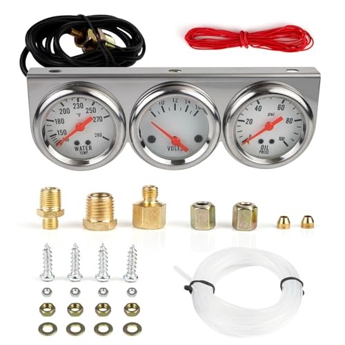 Triple Gauge Kit Water/Volt/Oil 2'' 52mm DC 12V Mechanical Triple Gauge Set 