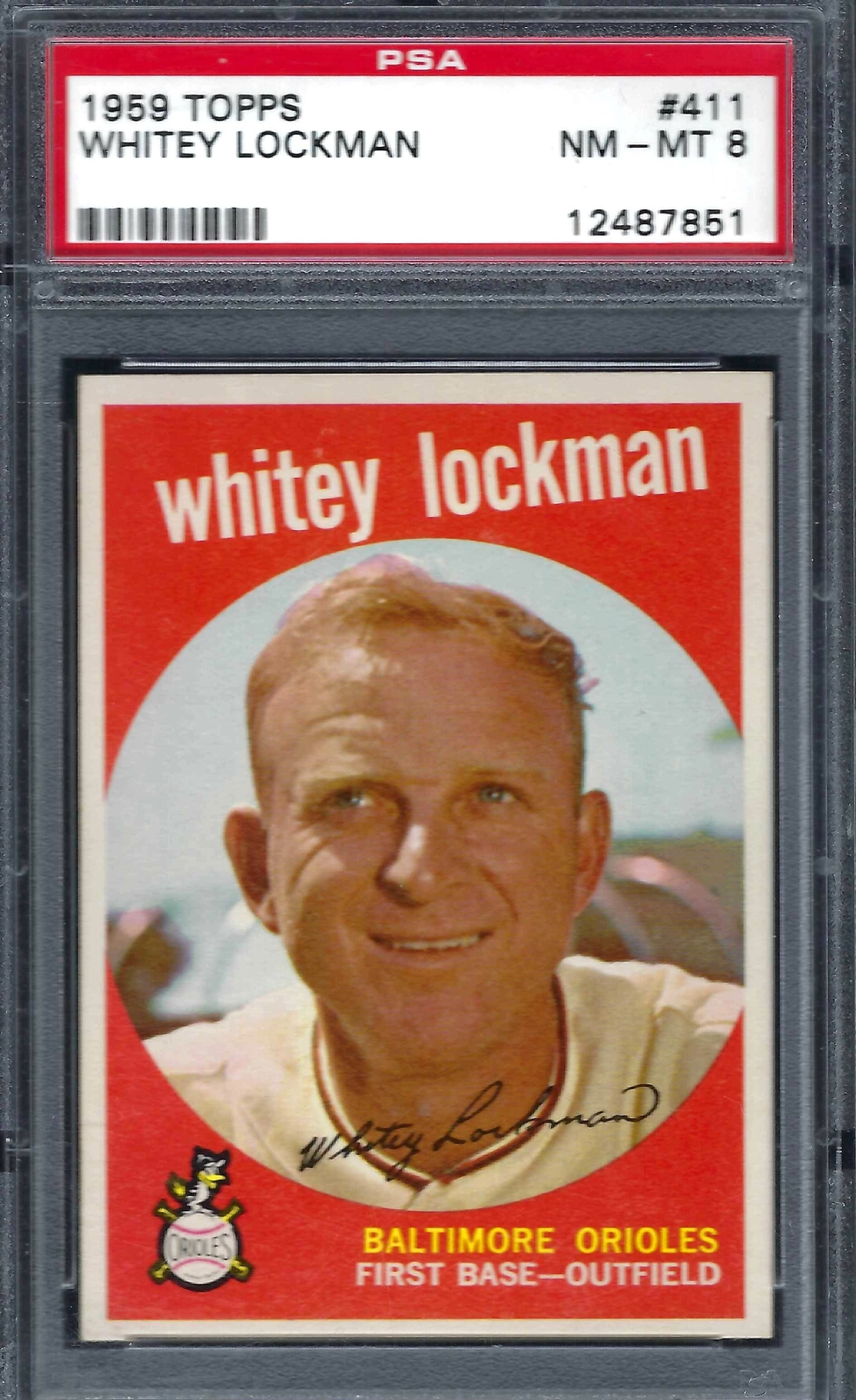 1959 Topps #411 PSA 8 Whitey Lockman Orioles 411