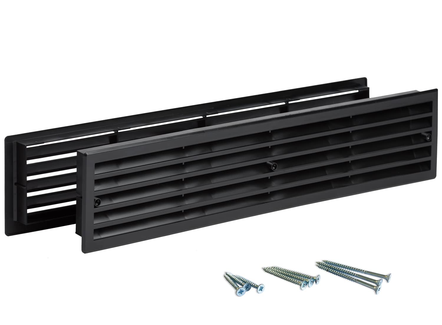 Door Vent for Interior Doors 16 7/8" x 3" - Two Sided Louvers | Black