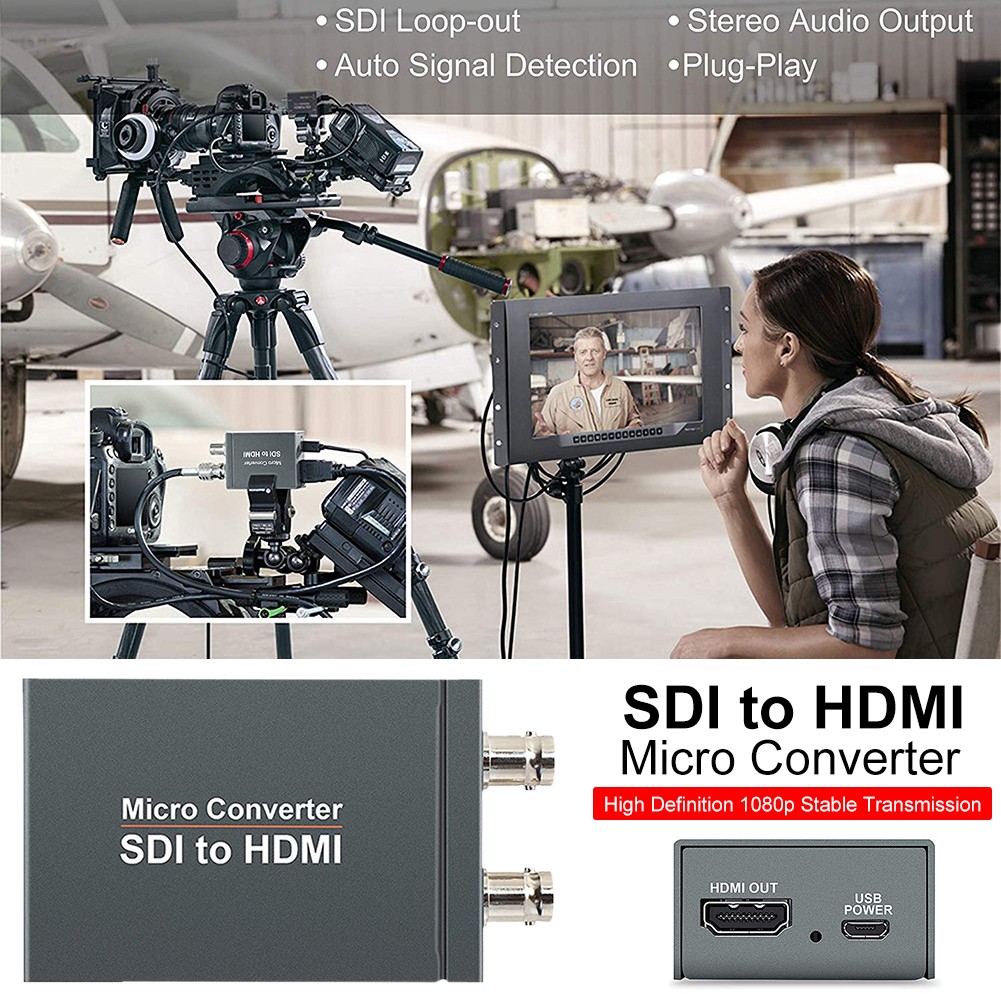 1 SDI In to 2 HDM + SDI Out Mini HD Video Micro Converter Audio Switcher