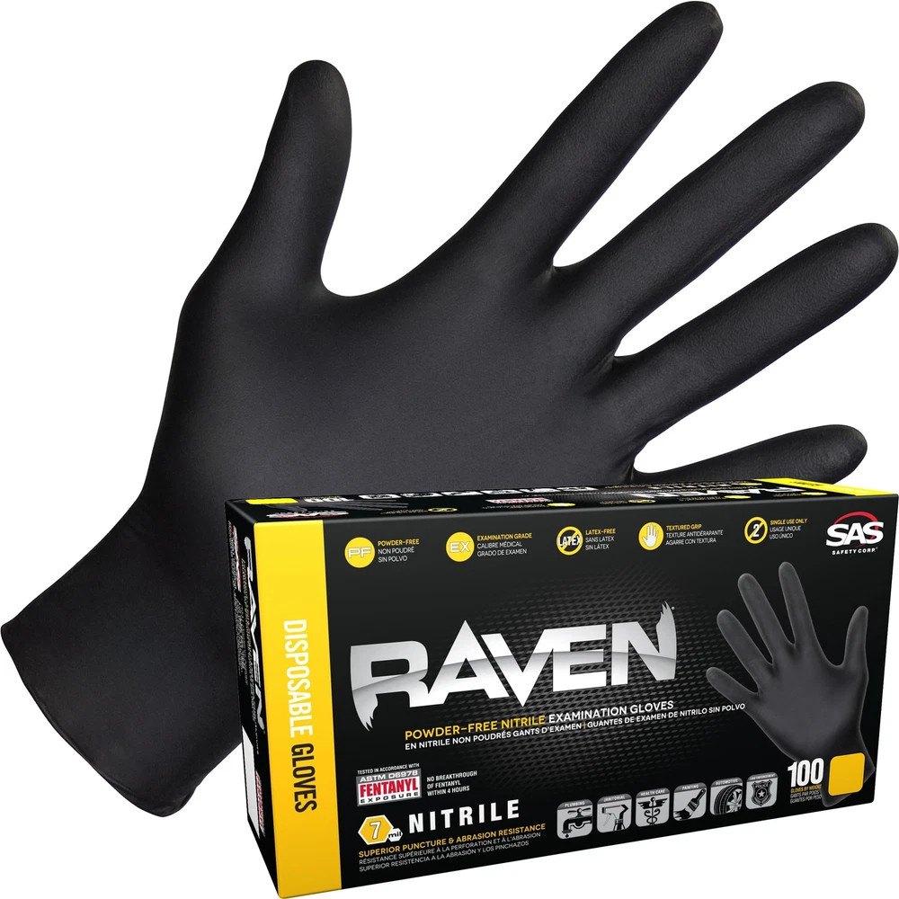 7 Mil Black Nitrile Gloves 100 Count Durable Powder Free Disposable Safety