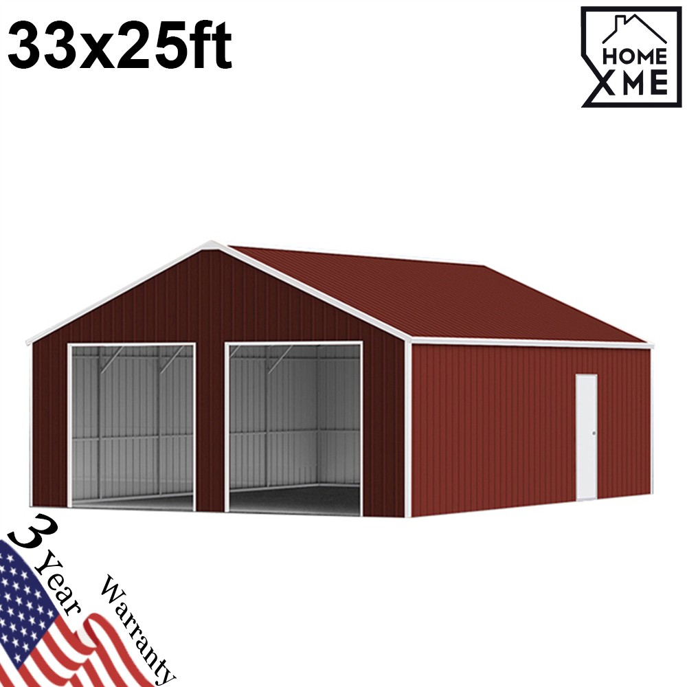33x25ft Double Garage Steel Barn Shed Heavy Duty Galvanized Steel Storage Shed