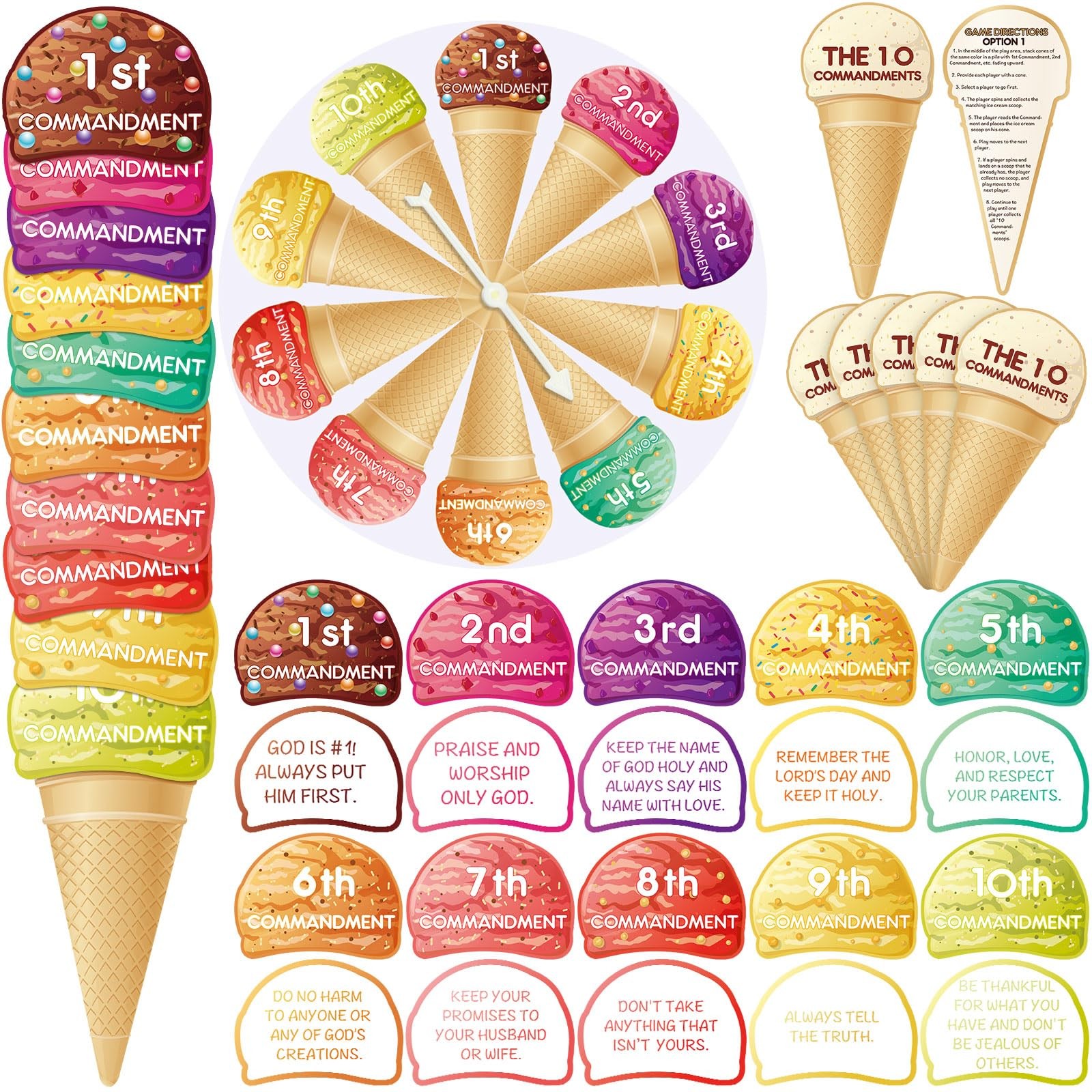 Ten Commandments for Ice Cream Scoop Game Ten Commandments Learning Wheel Sun...