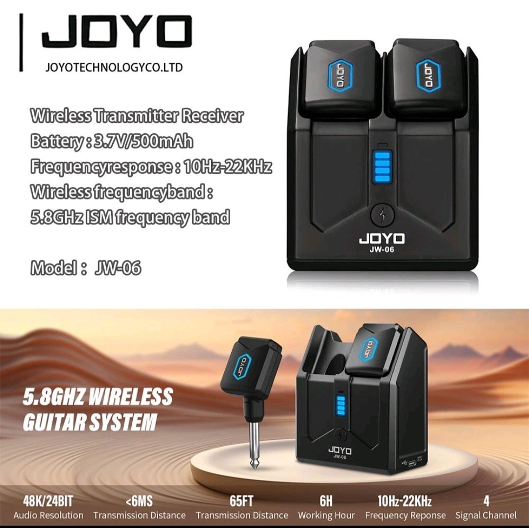 JOYO 5.8Ghz Digital Wireless Guitar System Bass Transmitter Receiver 4 Channel