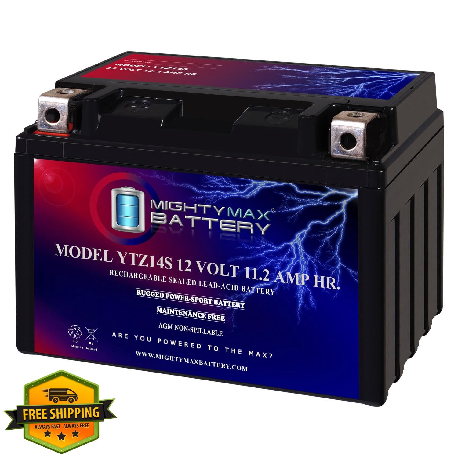 Mighty Max YTZ14S 12V 11.2AH Motorcycle Battery SLA AGM