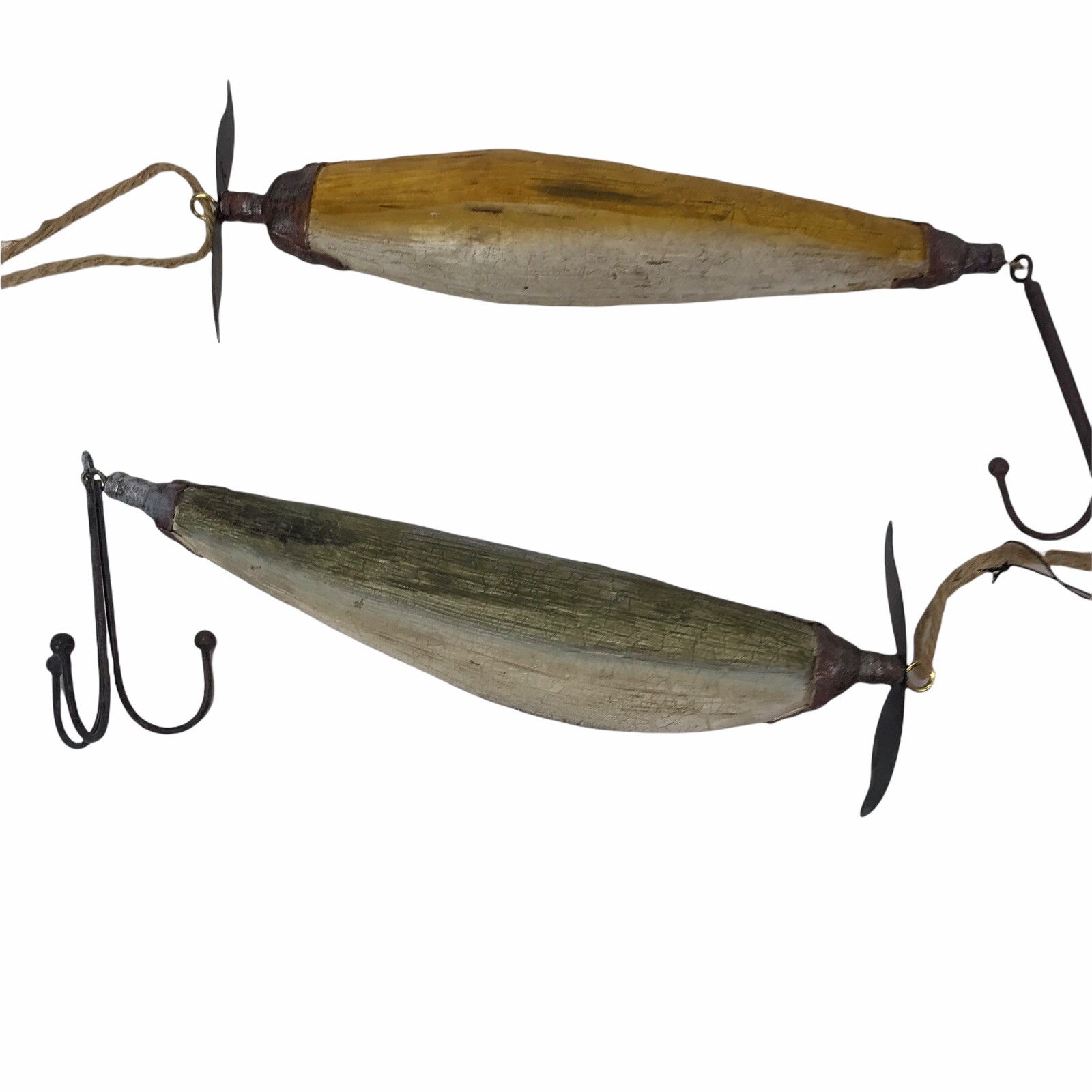 Lot of 2 Fishing Lure Hook Bait Tackle Vintage Style Rustic man cave Wall Decor