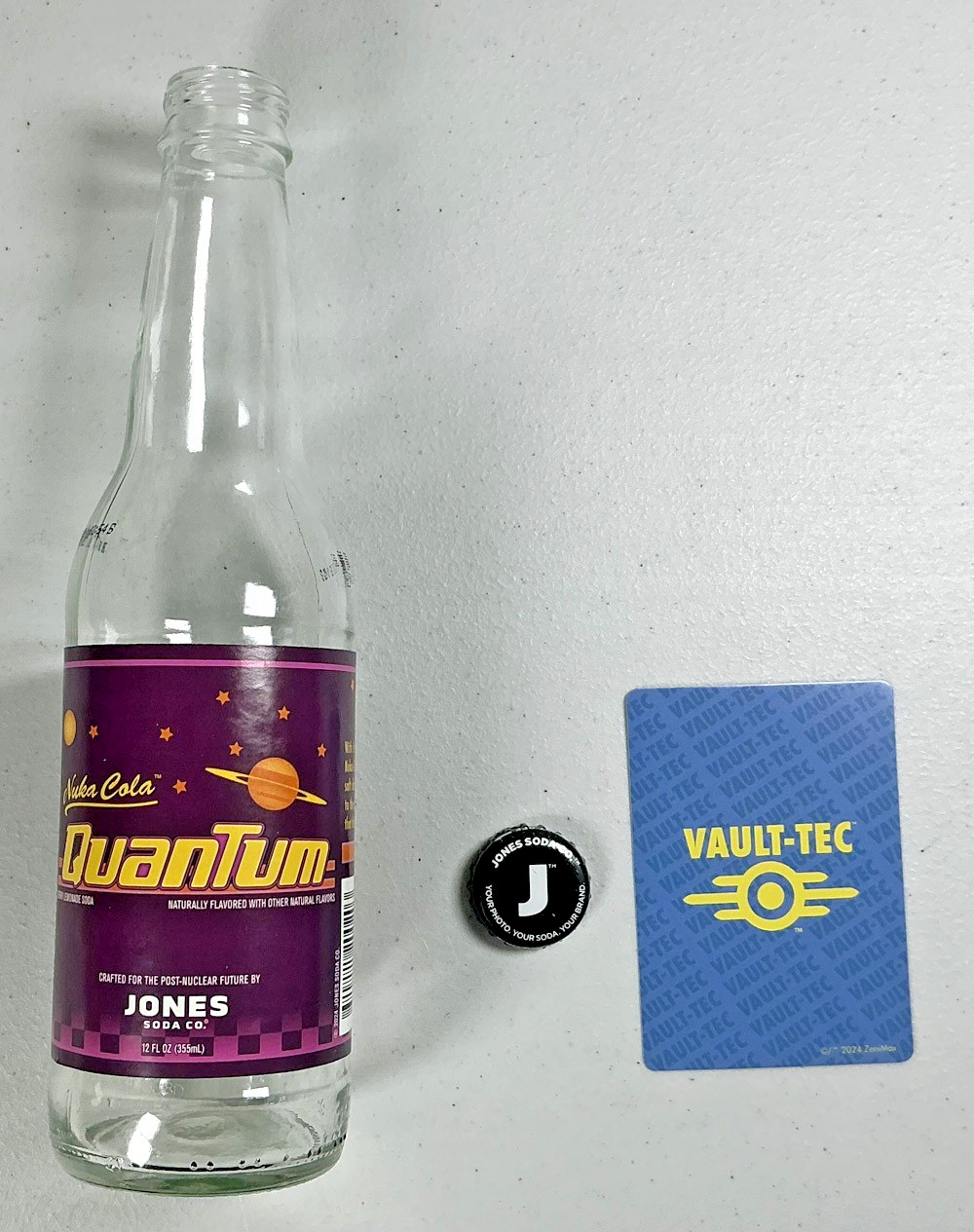 Fallout Nuka Cola Quantum Jones Soda EMPTY bottle + BONUS CARD