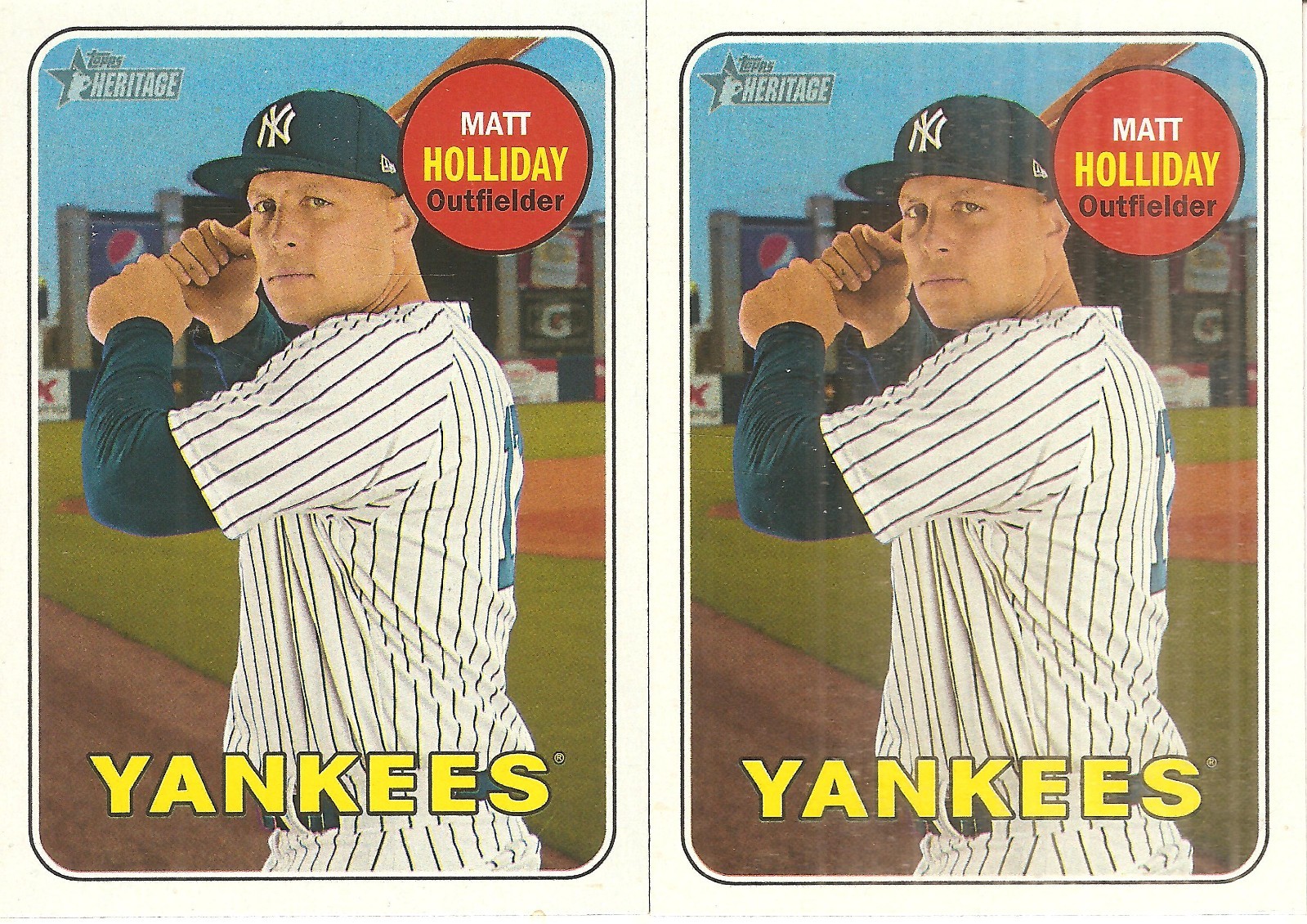 2 CARD 2018 TOPPS HERITAGE MATT HOLLIDAY BASEBALL CARD LOT