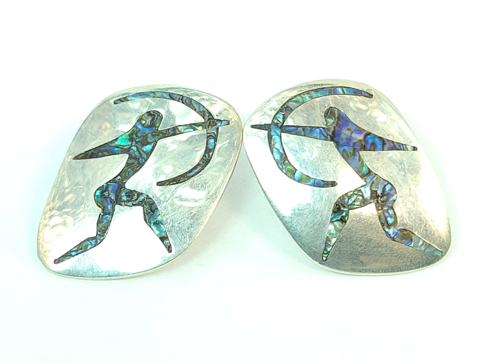 Abalone Archer Sterling Silver Screw On Earrings